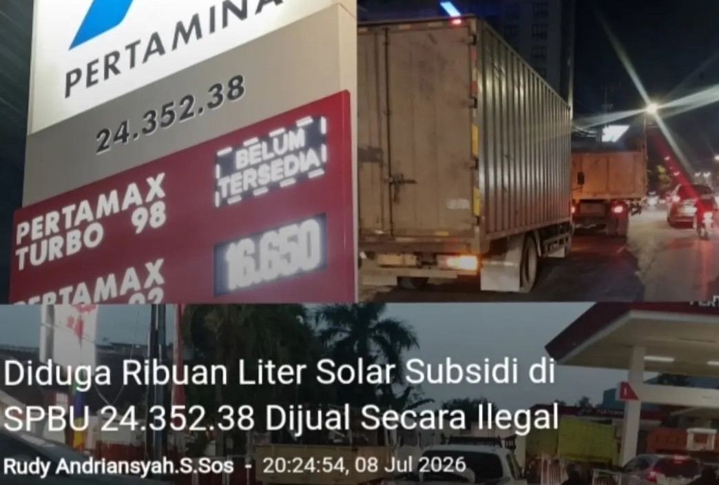 Diduga Ribuan Liter Solar Subsidi di SPBU 24.352.38 Dijual Secara Ilegal
